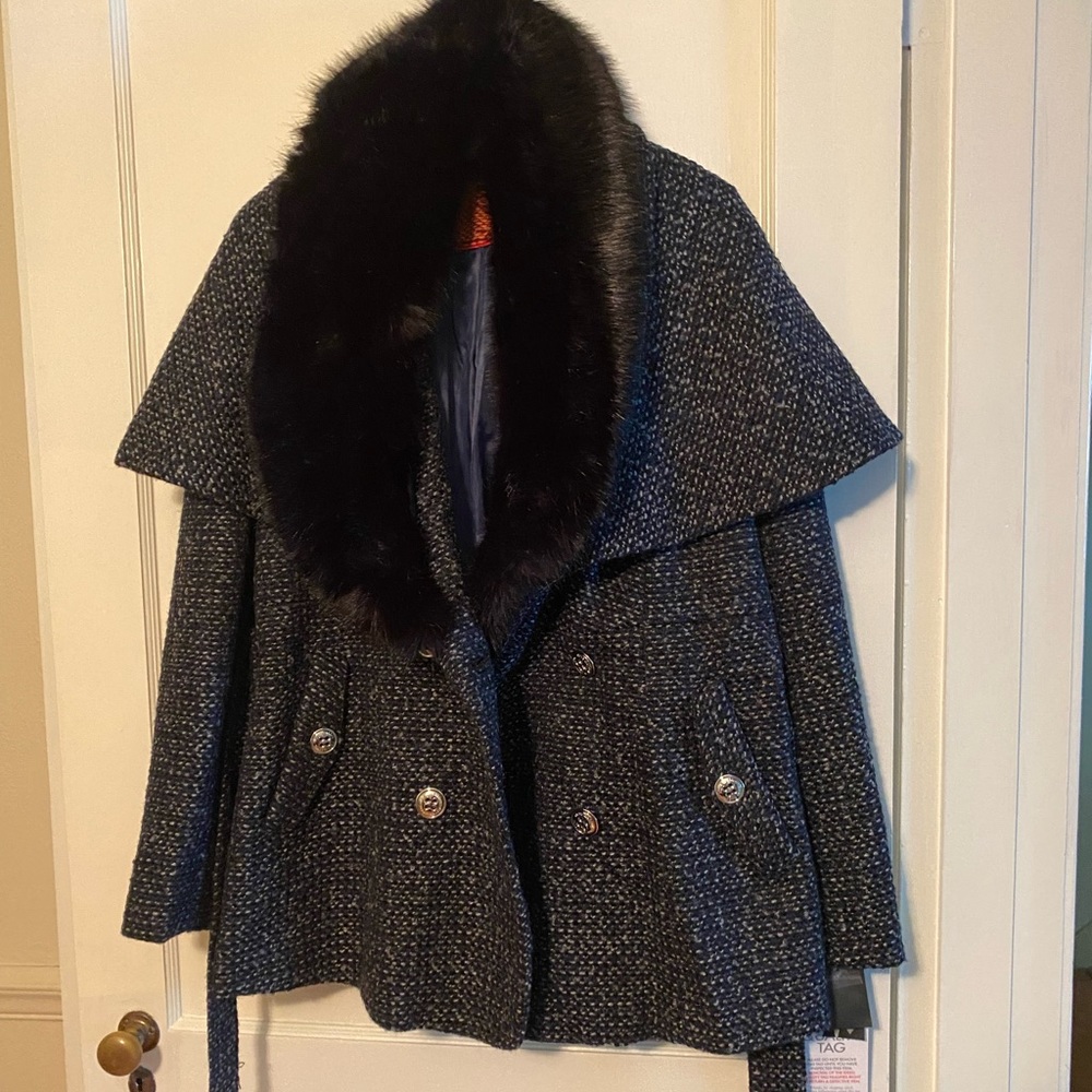 NWT Steve Madden Caped Tweed Coat - 14